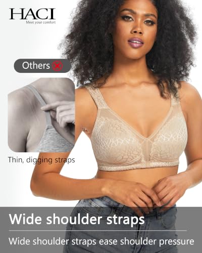Image of HACI Women Minimizer Bra Full Coverage Everyday Wirefree Unpadded Plus Size