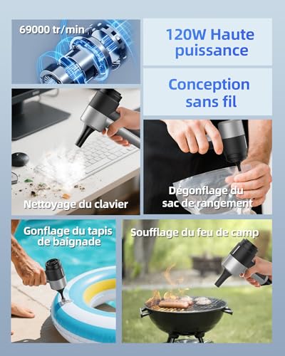 Image of Mini Car Vacuum with 17000Pa High Power Suction,Portable Handheld Vacuum Blow & Suction,4 in 1 Cordless Small Vacuum Cleaner for Car,Home,Office,PC.Air Duster for Quick Cleaning of Small Areas