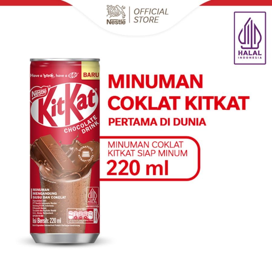 KitKat Chocolate Drink, Ready-to-Drink Beverage that Brings the Signature Creamy Milk Chocolate, 220mL X Pack of 3, (Product Of Malaysia) Get Flavourito Kunafa Chocolate 20g Absolutely Free From DECADENT FOODS 3