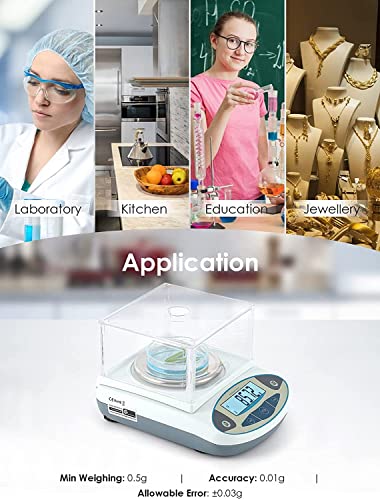 Cgoldenwall Precision Lab Scale 500G X 0.01G Digital Analytical Balance Laboratory Balance Jewelry Scale Scientific Scale 0.01G Accuracy 110V (500G, 0.01G) #TOP6