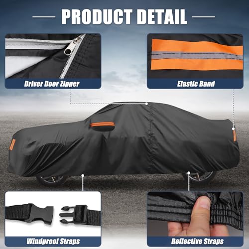 Image of X AUTOHAUX Car Cover for Chevy Camaro 2010-2021 Aluminum Film Outdoor Waterproof Sun Rain Snow Hail Protection with Driver Door Zipper