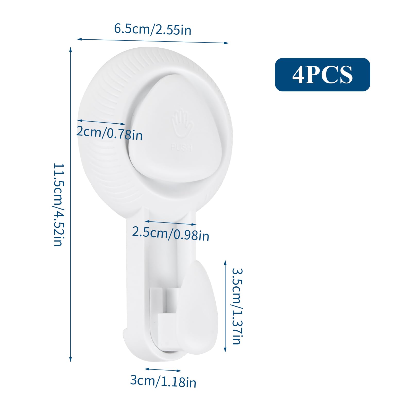 4pcs Suction Hooks, Suction Cup Hooks, 65mm Sucker Hooks, Removable Hooks Damage Free - Image 2