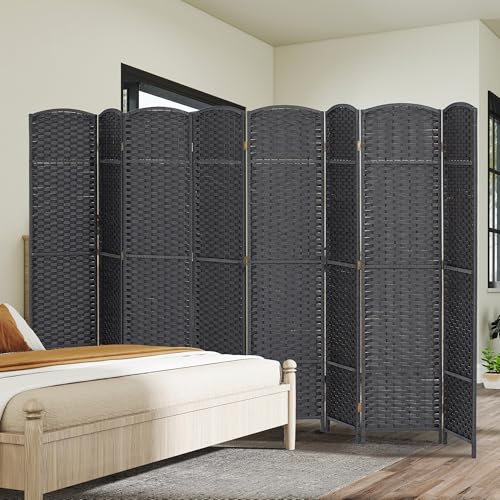 HOMCOM Room Divider, 8 Panel Folding Privacy Screen, 5.6' Tall Freestanding Partition for Home Office, Bedroom, Charcoal Gray HOMCOM Room Divider, 8 Panel Folding Privacy Screen, 5.6' Tall Freestanding Partition for Home Office, Bedroom, Charcoal Gray