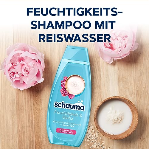 Schauma Moisturising Shampoo Moisture & Shine (5 x 400 ml), Hair Shampoo with Rice Water Gently Cleanses the Scalp - Image 4