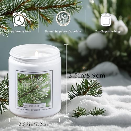 Homsolver Balsam Pine Candle, Christmas Balsam Fir Candles Scented, Holiday Candles with 50+ Hour Burn Time, Fir Cedar Tree Scent Gifts for Women, Wedding Favors for Guests, Souvenir Gifts