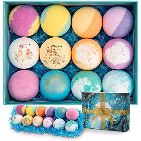 Bath Bombs Gift Set, Ribivaul 12Pcs Bubble Bath Bombs, Handmade Natural & Organic Bath Bomb with Fizzy Bubbles, Idea Gift for Women/Friends Cover