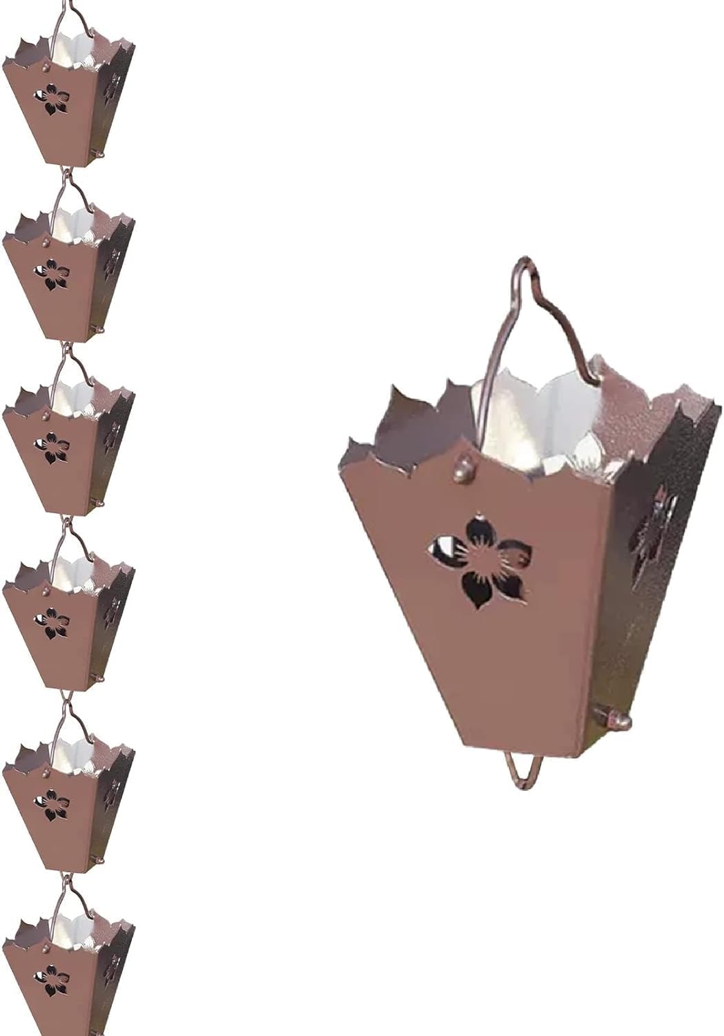 Metal Rain Catchment Chain for Roof/Garden Decoration, Transfer Rainwater Rain Bell(Style3,150cm (5ft))