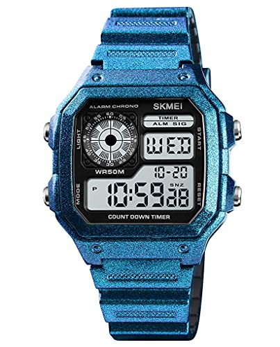 Image of PASOY Men's Digital Multi-Function Watches Dual Time Alarm Stopwatch Countdown Backlight Waterproof Watch