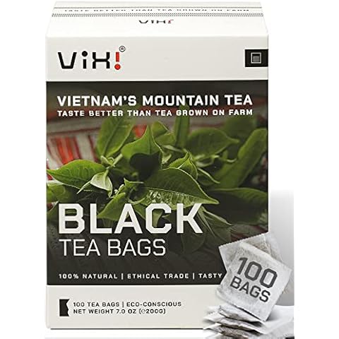 VIXI Black Tea Bags, 100 Counts, Vietnam's Mountain Tee, Ancient Tea Tree, Bold and Balanced Flavored, Caffeinated, Tagless, Asian, 100% Natural for Hot, Iced and Cold Brew Cover