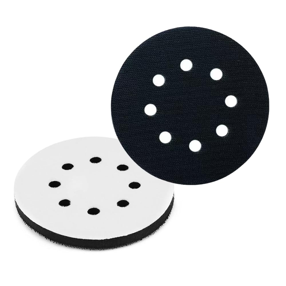 Mwrenqei Black 2 Pcs Foam Sanding Pads 125Mm Soft Sponge Interface Pad 8 Holes Hook & Loop Soft Pad Polishing Pads For Orbital Eccentric Sander
