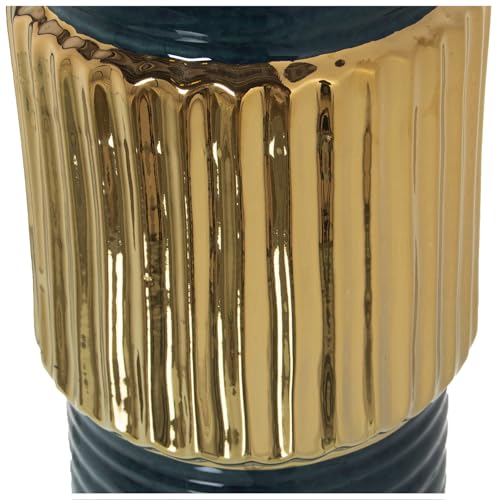 Vase céramique vert foncé et or idéal pour décorer une table - 5