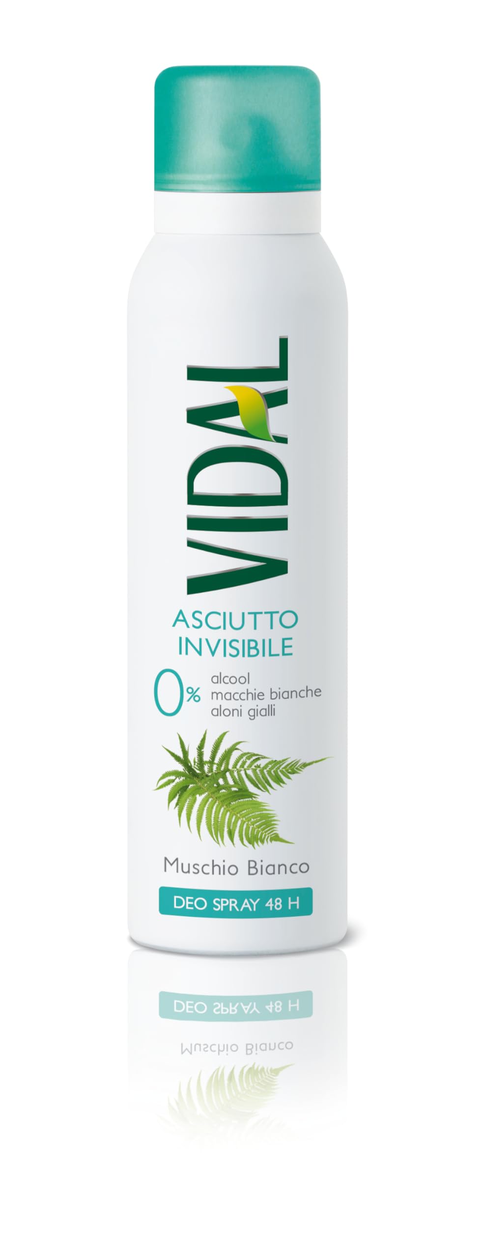 Vidal - Deodorante Spray Asciutto Invisibile, Senza Alcool, Effetto Asciutto fino a 48h, Fragranza Muschio Bianco, 150ml