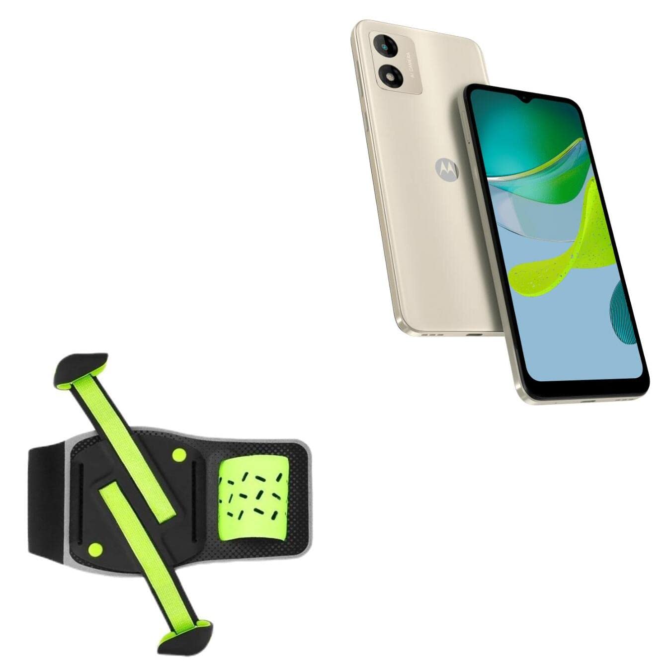 BoxWave Holster Compatible with Motorola E13 - FlexSport Armband, Adjustable Armband for Workout and Running - Stark Green