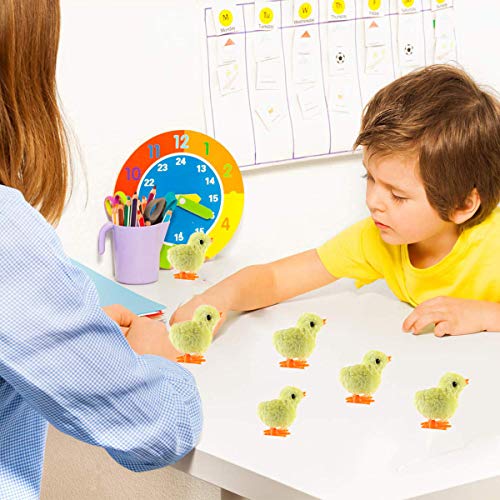 Fashionclubs Wind Up Toy, 12pcs Easter Chick Wind Up Toys Jumping Chicken Plush Chicks Clockwork Toys Novelty Toys for Kids Party Favors, Easter Egg Hunt, Birthday Goody Bag Fillers, Game Prizes