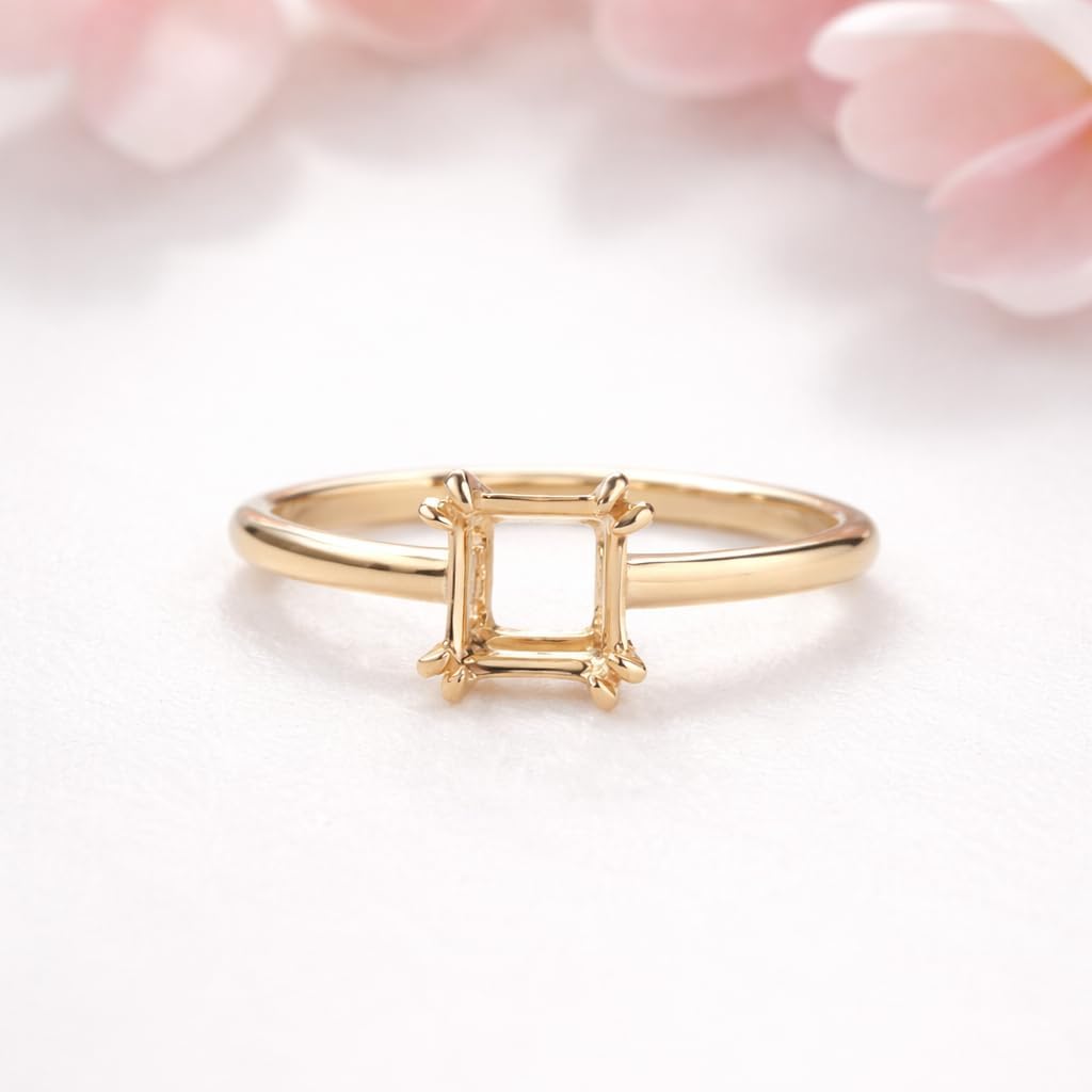 Custom Semi Mounting Yellow Gold Rose gold ring Setting Double claw Prongs Minimalist Solitaire Ring Oval Princess Pear Plain Simple Gift Jewelry Proposal Band For Love