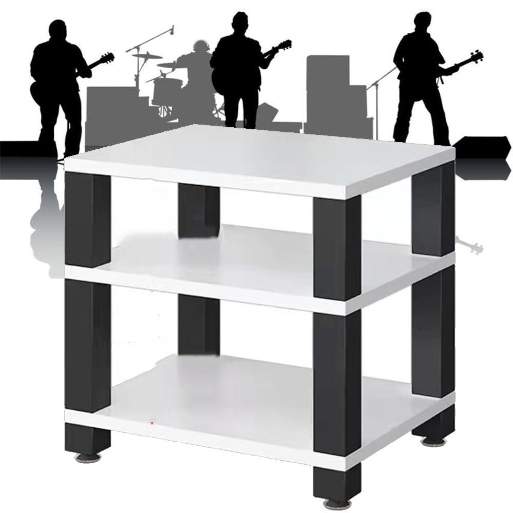 Meuble de rangement multimédia blanc réglable avec étagère hi-fi
