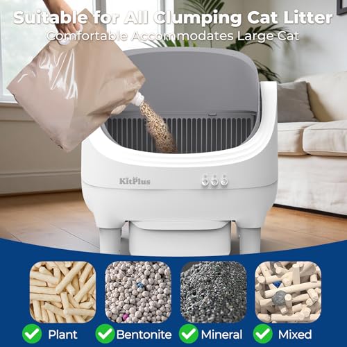 Image of Self-Cleaning Cat Litter Box, Open-Top Automatic Litter Box with APP Control, Odor-Control & Low-Noise Design, Large Capacity, Safe for Multiple Cats