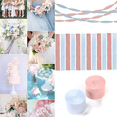 Image of Pink-Blue Gender-Reveal Party-Decorations Streamers - 9 Rolls Wedding Bachelorette Engagement Crepe Tissue Paper Streamer Birthday Baby Bridal Shower Garland Decor Panduola