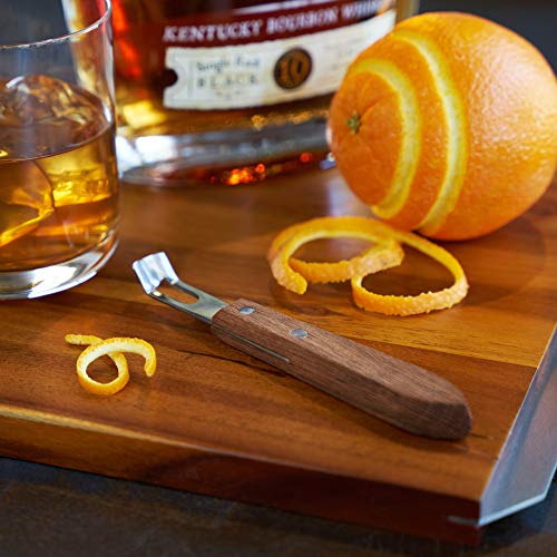 Viski 4575 Channel Knife, Cocktail Garnish Citrus Zester, Walnut Wood & Stainless Steel Bar Tool thumb #5
