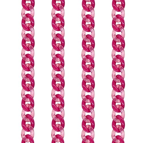 Image of SATRA TRADERS Matt Translucent Acrylic Chains for DIY Jewelry | Size : H-16mm W-23mm | Qty : 2mtr | AC09 | 1-D.Pink