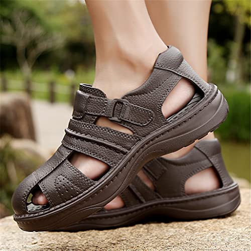 Men Sandals Outdoor Non-slip Beach PU Black Flat Fisherman Casual Shoes2