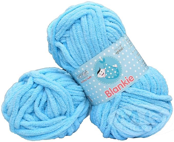Image of M.G ENTERPRISE Knitting Yarn Thick Chunky Wool, Blankie Aqua Blue 100 GMS Best Used with Knitting Needles-EI Art-