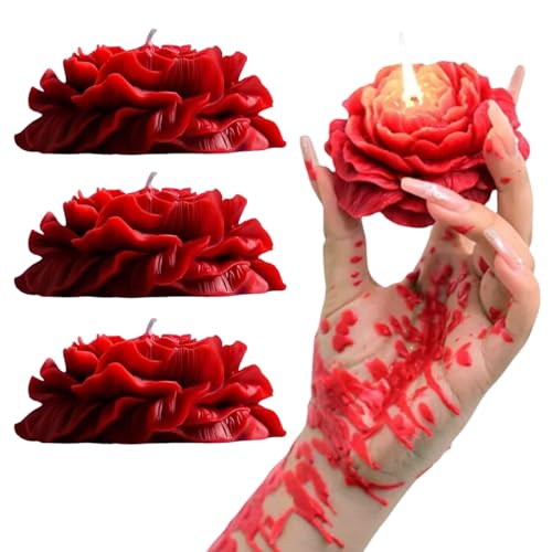 4 Pcs Low Temperature Candles Red Rose Flower Shaped Scented Candles Low Heat Romantic Wax Play Candles for Lovers Couples Wedding
