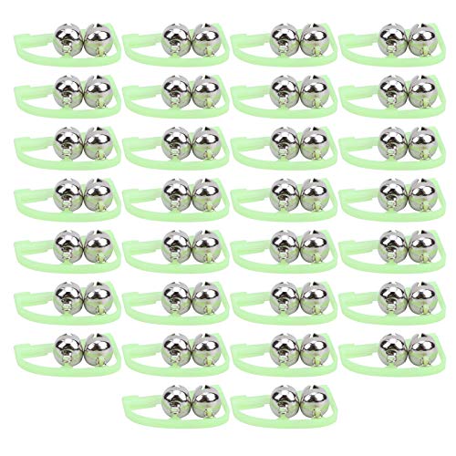 equlup Night Fishing Rod Bite Alarm, 30pcs Luminous Twin Bells Fishing Indicator Bow Shape Fish Bait Alert with Twin Bells for Night Fishing