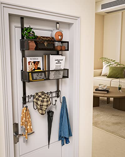 HapiRm Over The Door Organizer with 9 Coat Hooks and 2 Baskets - Image 2