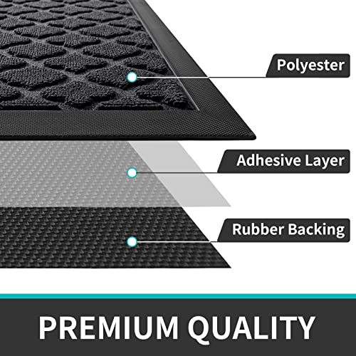 Dexi Large Door Mat Front Indoor Outdoor Doormat,Heavy Duty Rubber Outside Rug For Entryway Patio Garage,27.5"X59",Black #TOP30