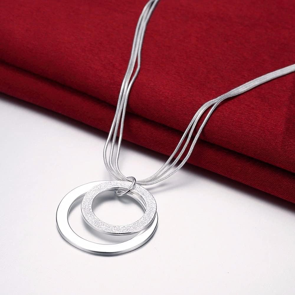 Double Circle Necklace Pendant Accessories Interlocking Collar for Women Friend s