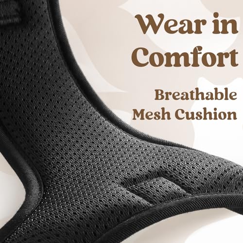 rabbitgoo Dog Harness Medium Sized, No Pull Pet Harness with 3 Buckles, Adjustable Soft Padded Vest with Control Handle, Walking Reflective Pet Vest for Medium Dogs, Black, M by rabbitgoo - Image 8
