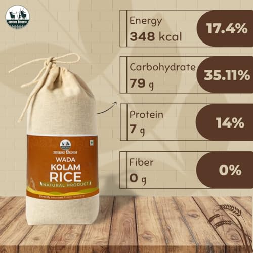 Image of Apka Kisan Wada Kolam Rice | Premium Medium Grain Lachkari Rice | Non-Sticky, Fluffy & Aromatic | Easy to Digest | Daily Use Rice (1Kg)