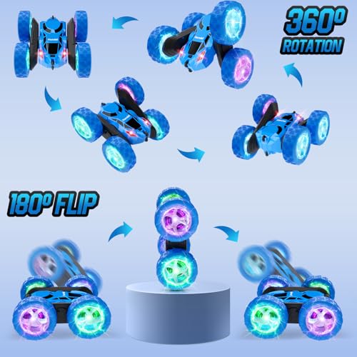 Image of Hamdol STEM Remote Control Car for Kids Ages 6-12, 4WD RC Stunt Car with LED Wheel Lights & 360 Flips, 2.4GHz Fast Electric Toy for Boys 8-10, Educational Gift for Birthday or Valentines