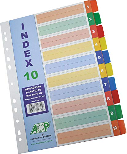ACP 755, Divisória Fichário Plástica, Multicolor