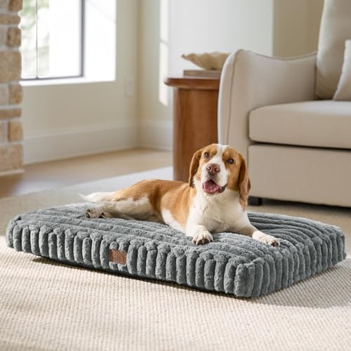 Bedsure ComfyFleece™ Fluffy Balanced Support Large Dog Bed for Crate,35x22