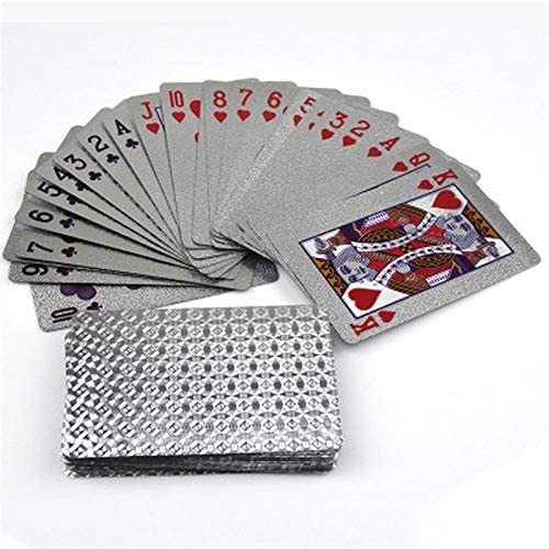 India Toy Gold Deck of Waterproof Cards, Flexible PVC Plastic Gold Playing Cards Premium Poker Cards Gold Waterproof Playing Cards Washable Flexible Use for Party Game (Silver Card-2) (B09TBZY8QK) Amazon Price History, Amazon Price Tracker