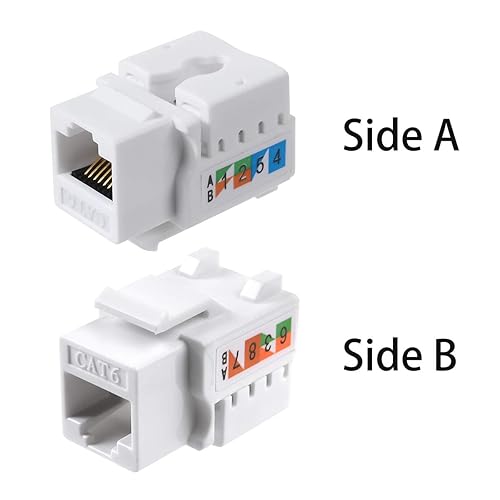 Miniatura 7 de Paquete de 10 conectores RJ45 Keystone Jack 568A568B, adaptador Keystone compatible con conector Cat 65e5, conector Keystone Cat6, conector hembra
