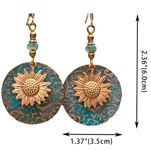 Boho Teardrop Earrings, Handmade Copper Bohemian Earrings, Dangle Antique Ethnic Jewelry for Women4