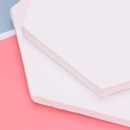 Miniatura 5 de ARTIBETTER 2 tableros de lona hexagonales para pintar de algodón imprimado, sin ácidos, para profesionales, pintores, estudiantes, niños, 3.9 x 0.6