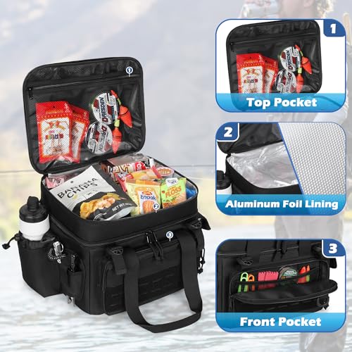 DSLEAF-Fishing-Tackle-Bag-for-35003600-Boxes-Soft-Waterproof-Bottom-with-Rod-Holder-Straps-for-Saltwater-or-Freshwater-Fishing