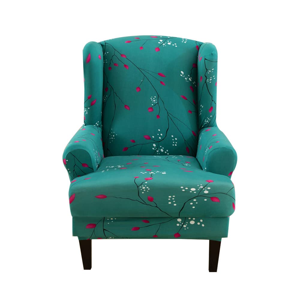 Highdi Cardamom Wingback Chair Covers 2 Piece Stretch Wing Chair Slipcover, Washable Spandex Fabric Sofa Cover Furniture Protector For Armchair Chairs Living Room Bedroom Hotel (Cardamom)