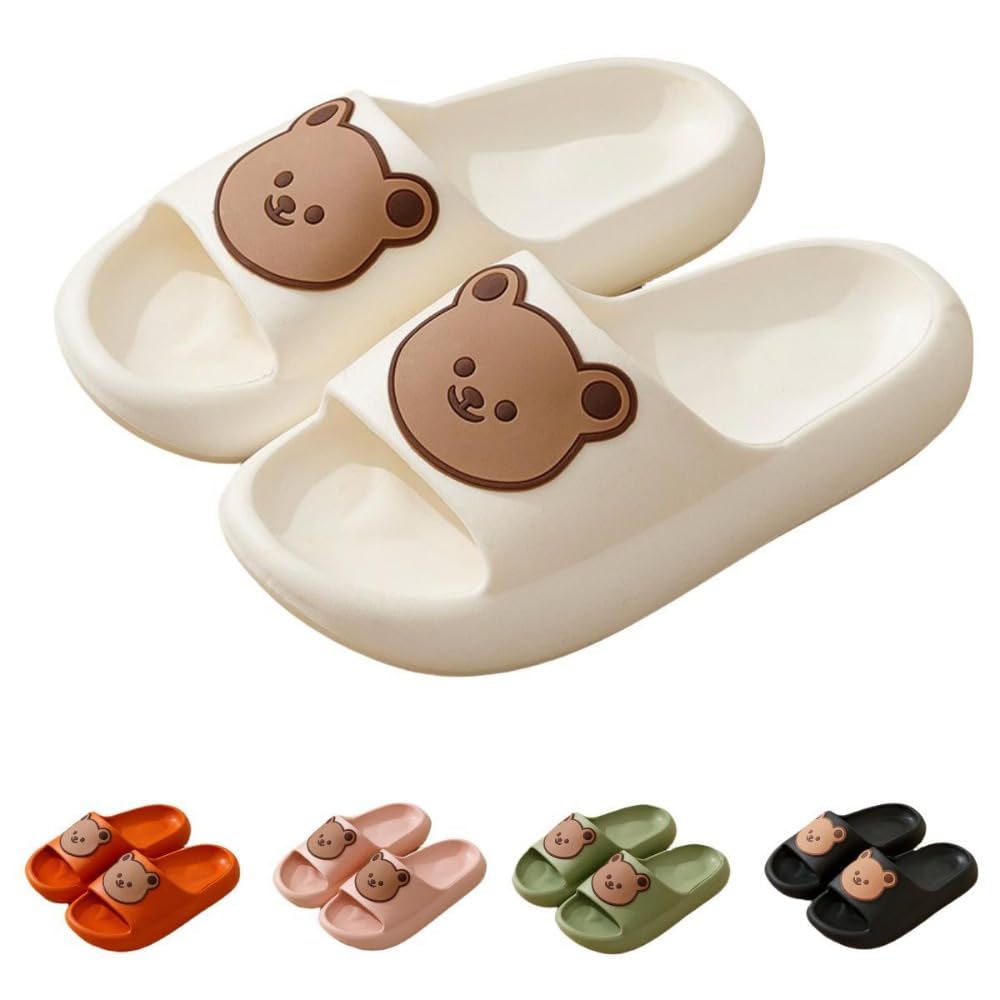ALBIVA Cute Bear Slippers for Women Summer Feeling Soft Platform Non-Slip Sandals Antislip Indoor Outdoor Slippers Kawaii Gifts for Women Men