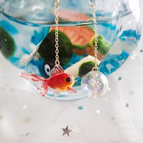 Damleng Funny Cute Acrylic Resin Simulation Fish In Bag Dangle Earrings Unique Asymmetry Lightweight Goldfish Dangle Drop Earrings Jewelry Gift For Girls Women (Red) #TOP2