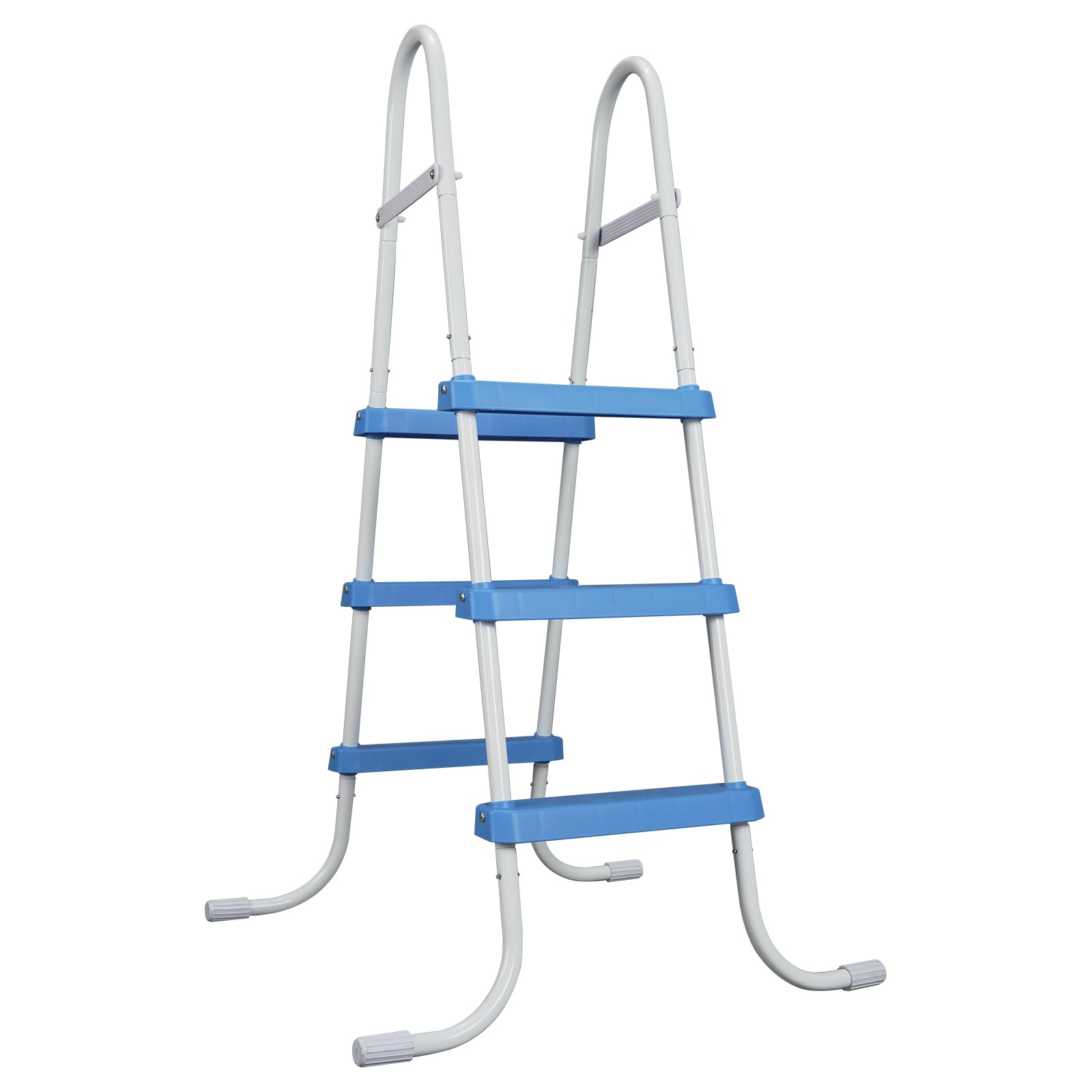 3 Steps Pool Ladder,Iron Above Ground Swimming Pools Steps Safety Ladders,Outdoor Pool Ladders,Heavy Duty Swimming Pools Ladder,with Metal Legs,for Outside Yard Backyard Garden Deck (White &amp; Blue)