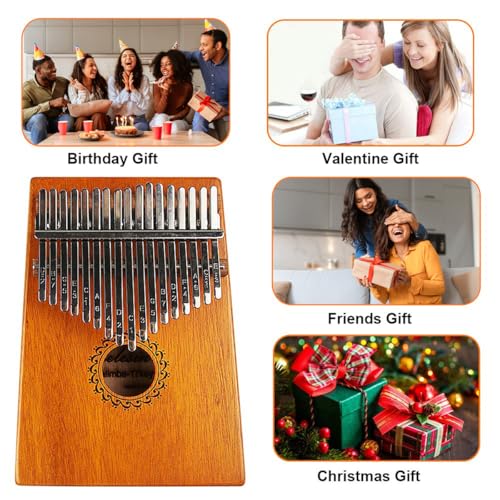 Image of Kalimba Thumb Piano 17 Keys with mahogany Wood Portable Mbira Finger Piano Gifts for Kids and piano Beginners Professional (Matte brown)