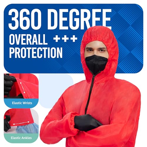 Image of Medtecs Hazmat Suits - 6 Sizes Options - Disposable Coveralls Suit, Medical Protective Coverall PPE Hazmat Suits