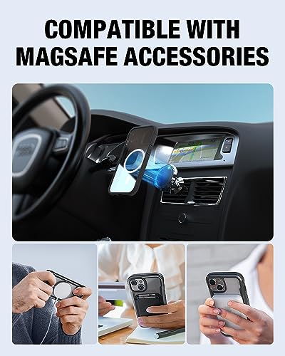 Image of RAPTIC Shield Magnetic for iPhone 15 Case, Compatible with MagSafe, Shockproof Protective Clear Case, Military Grade 10ft Drop Tested, Durable Aluminum Frame, 6.1 inch, Black