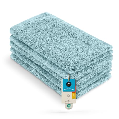 Homewell Handtücher Set - weich und saugstark, 100% Baumwolle, Oeko-Tex 100 Zertifiziert (5 Gästehandtücher 30x50 cm, Türkis)