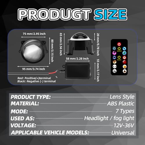 Image of SUBPLUSIX Demon Eye Headlights for Motorcycles, 2PCS LED Dynamic Devil Eyes Light Kit with HD Lens, 31 Animated Eye Patterns, Universal 12-36V Eyeball Lights for Motorcycle, Car Accessories